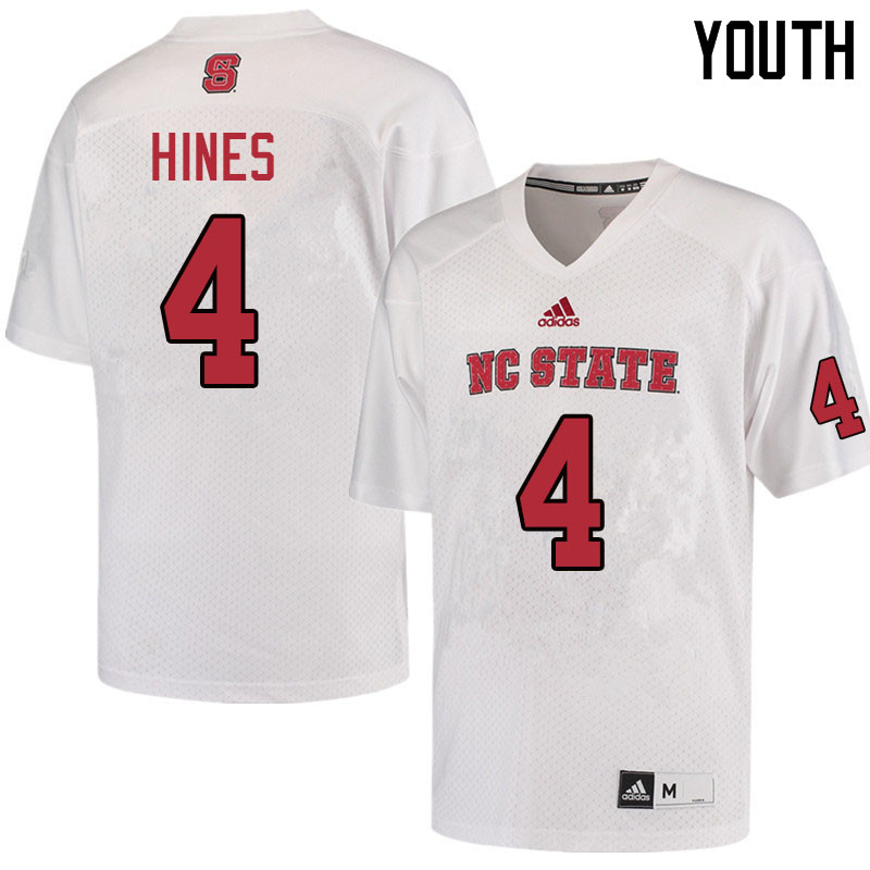 Youth #4 Tabari Hines NC State Wolfpack College Football Jerseys Sale-White